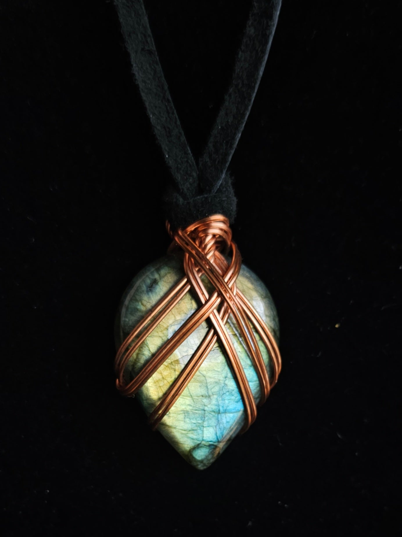 Labradorite Pendant | Medium Drop, Inverted