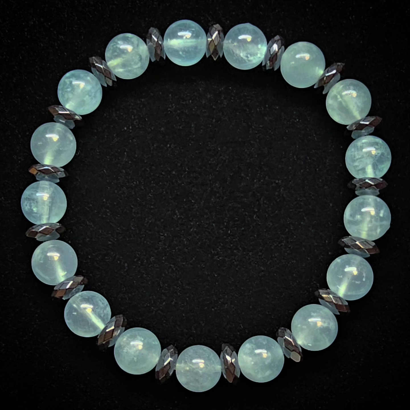Anchored Duality || Beaded Crystal Bracelet: Aquamarine