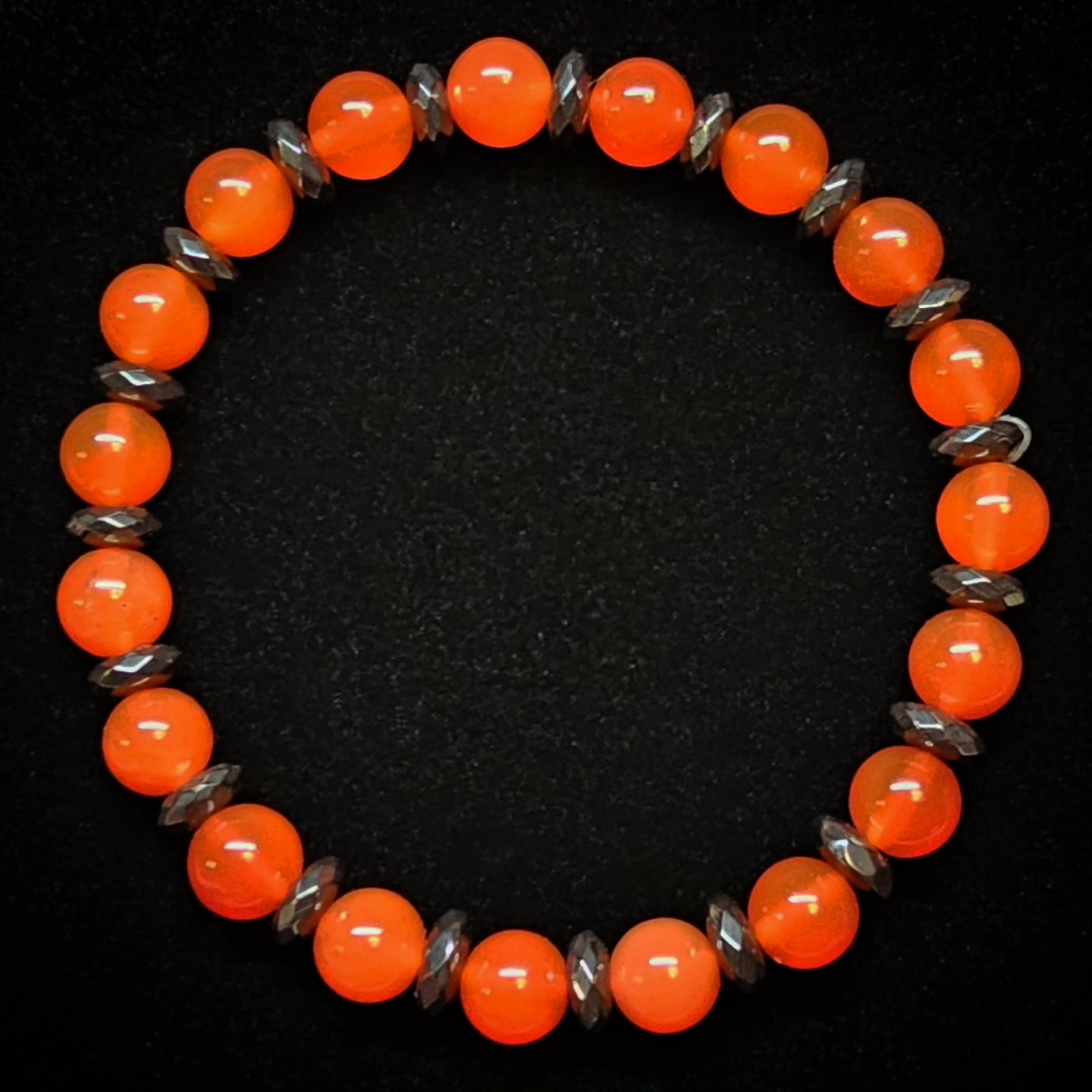 Anchored Duality || Beaded Crystal Bracelet: Carnelian