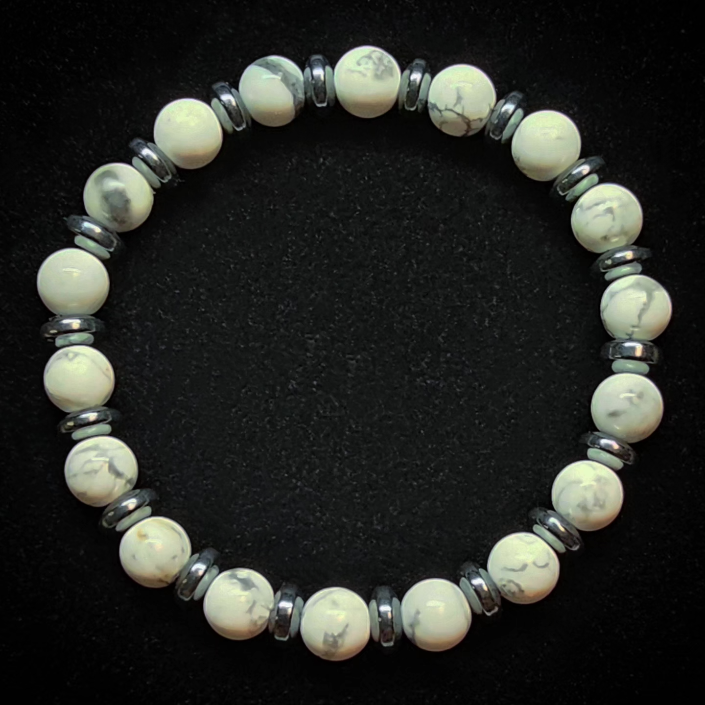 Anchored Duality || Beaded Crystal Bracelet: Howlite