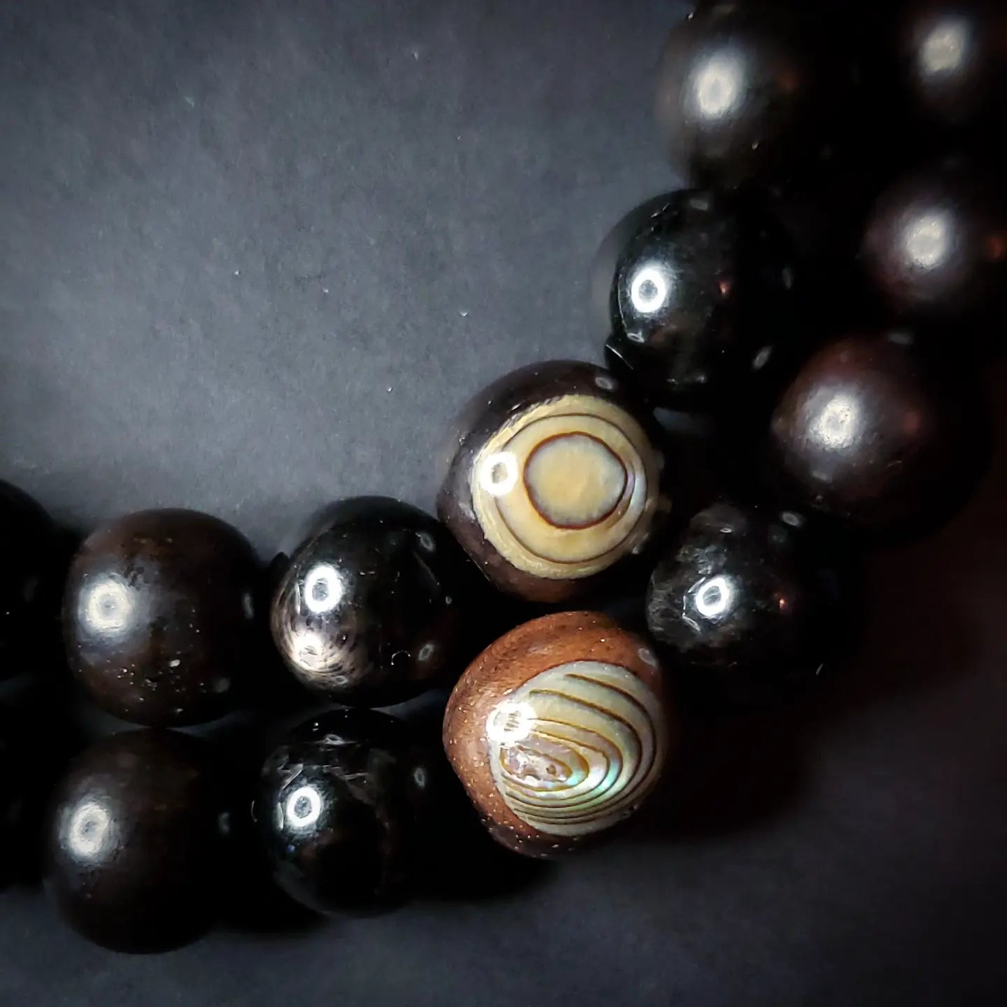 Protection || Beaded Crystal Bracelet: Ebony & Abalone