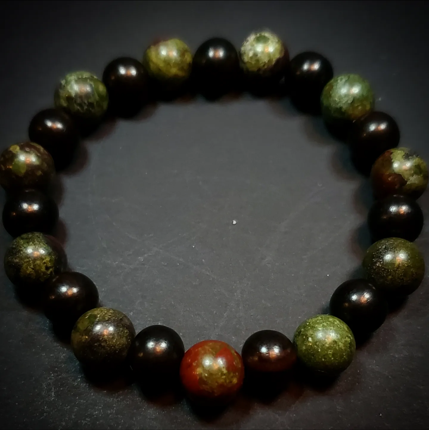 Beaded Crystal Bracelet: Dragon’s Blood & Ebony