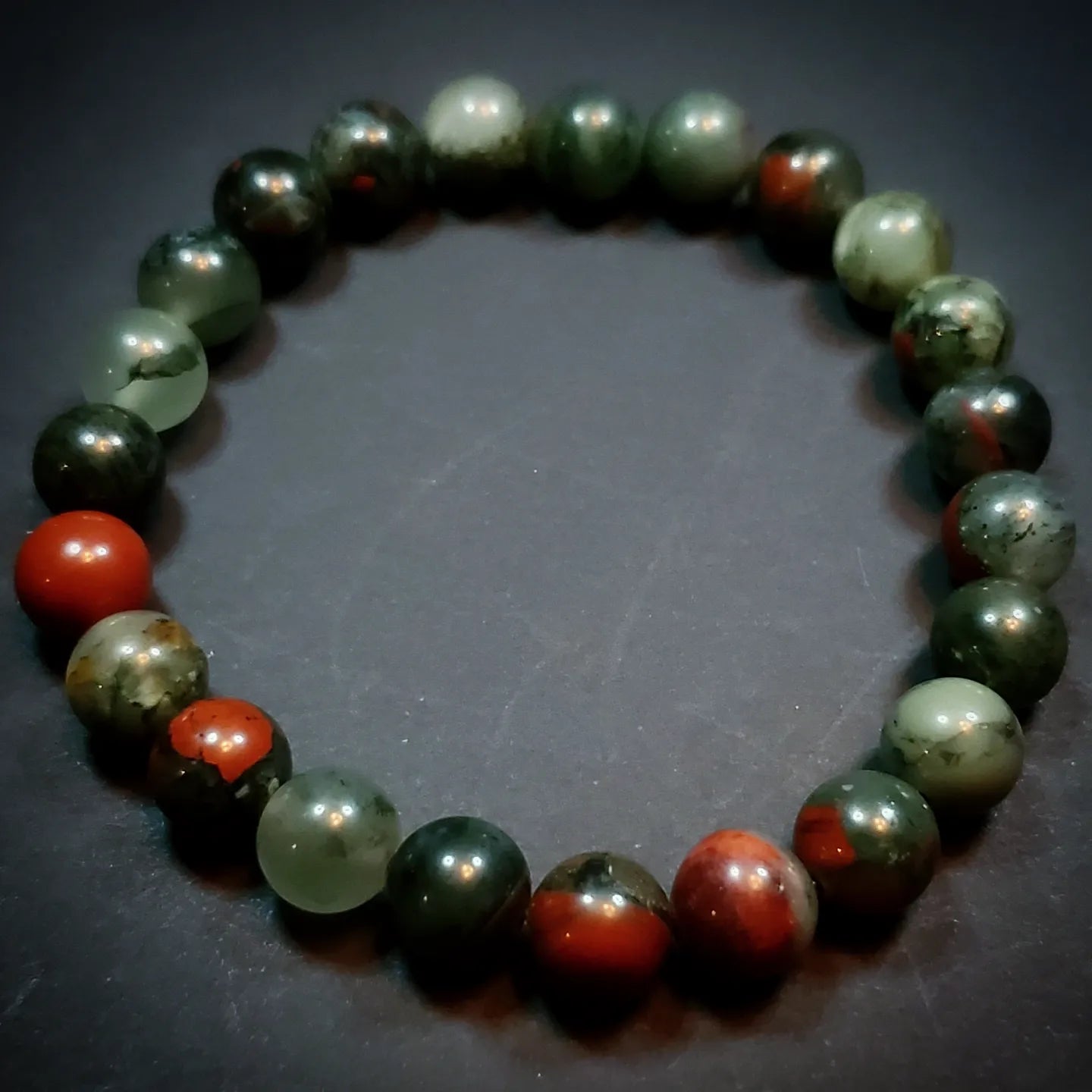 Beaded Crystal Bracelet: Bloodstone
