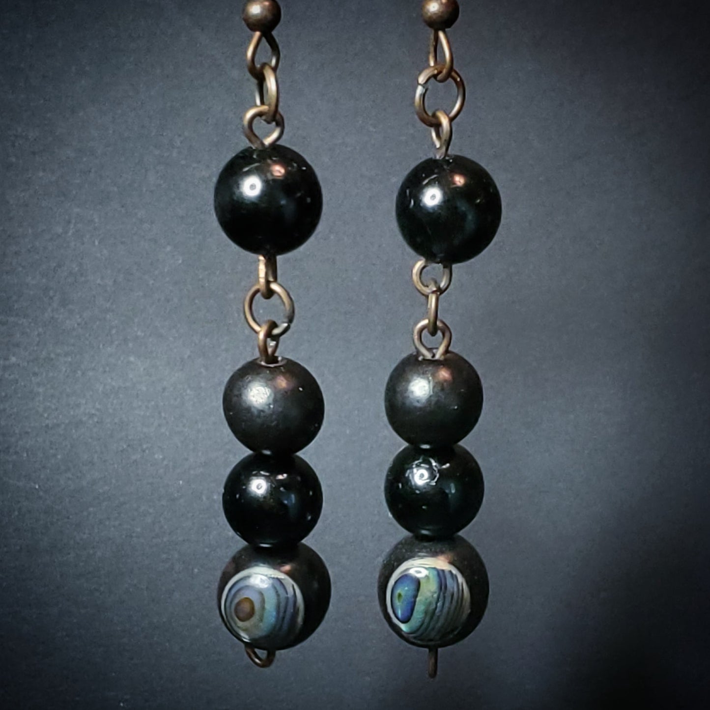 Protection || Beaded Crystal Earrings: Ebony & Abalone - 4